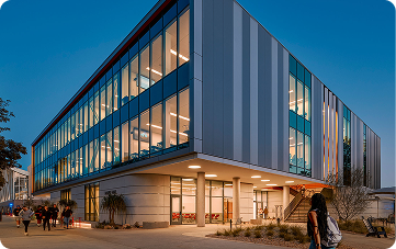 Modern commercial building with lighting and HVAC systems